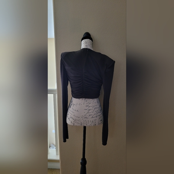 ZARA Brown Draped Shoulder Pad Top - Picture 5 of 7